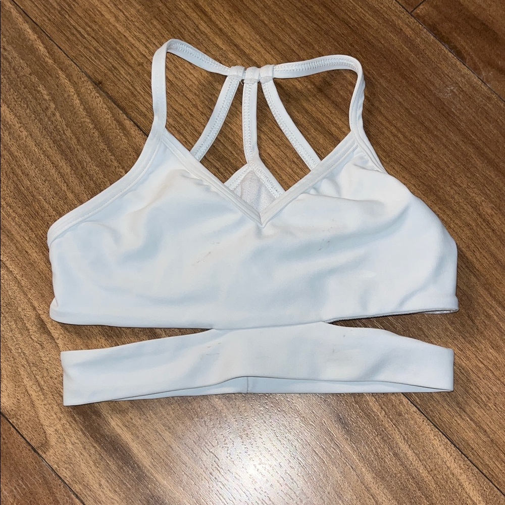 Stylish White Strappy Sports Bra for Kids